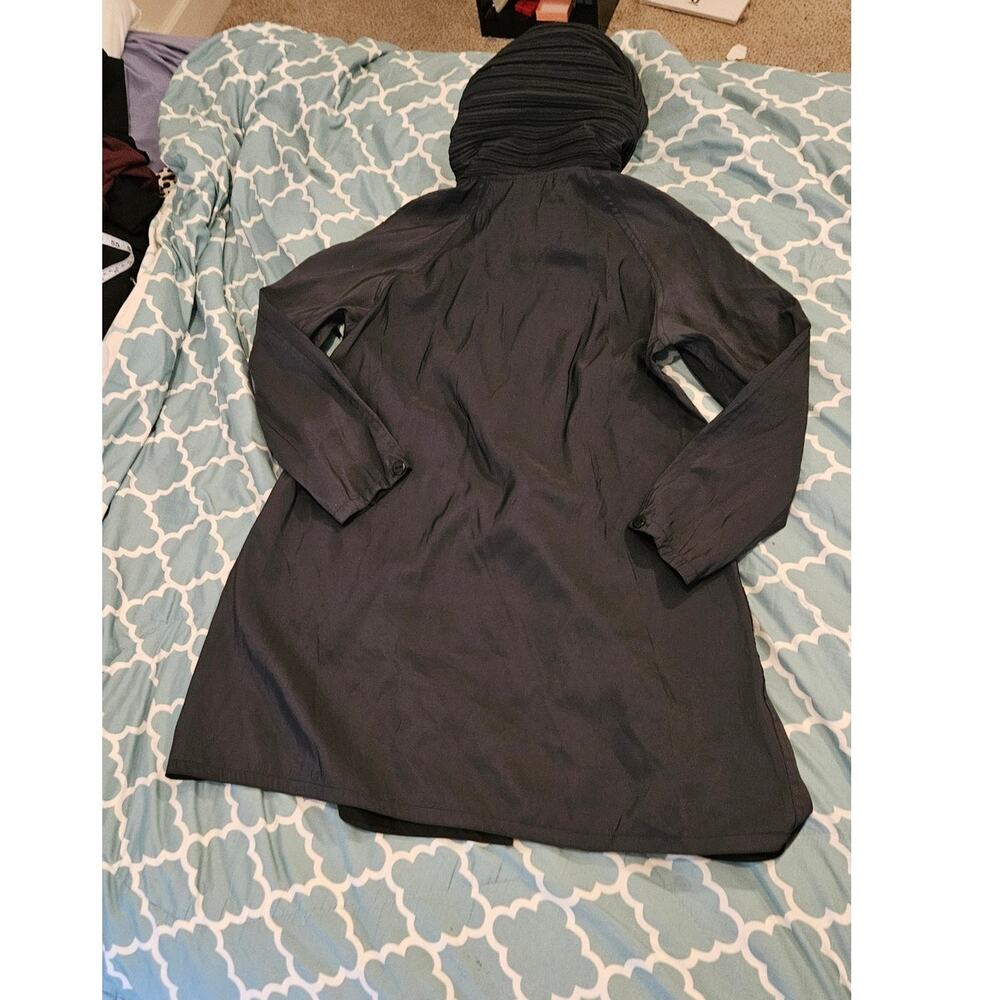Black Pleated Hooded Swing Coat Jacket Womens Medium No Brand - Picture 9 of 9